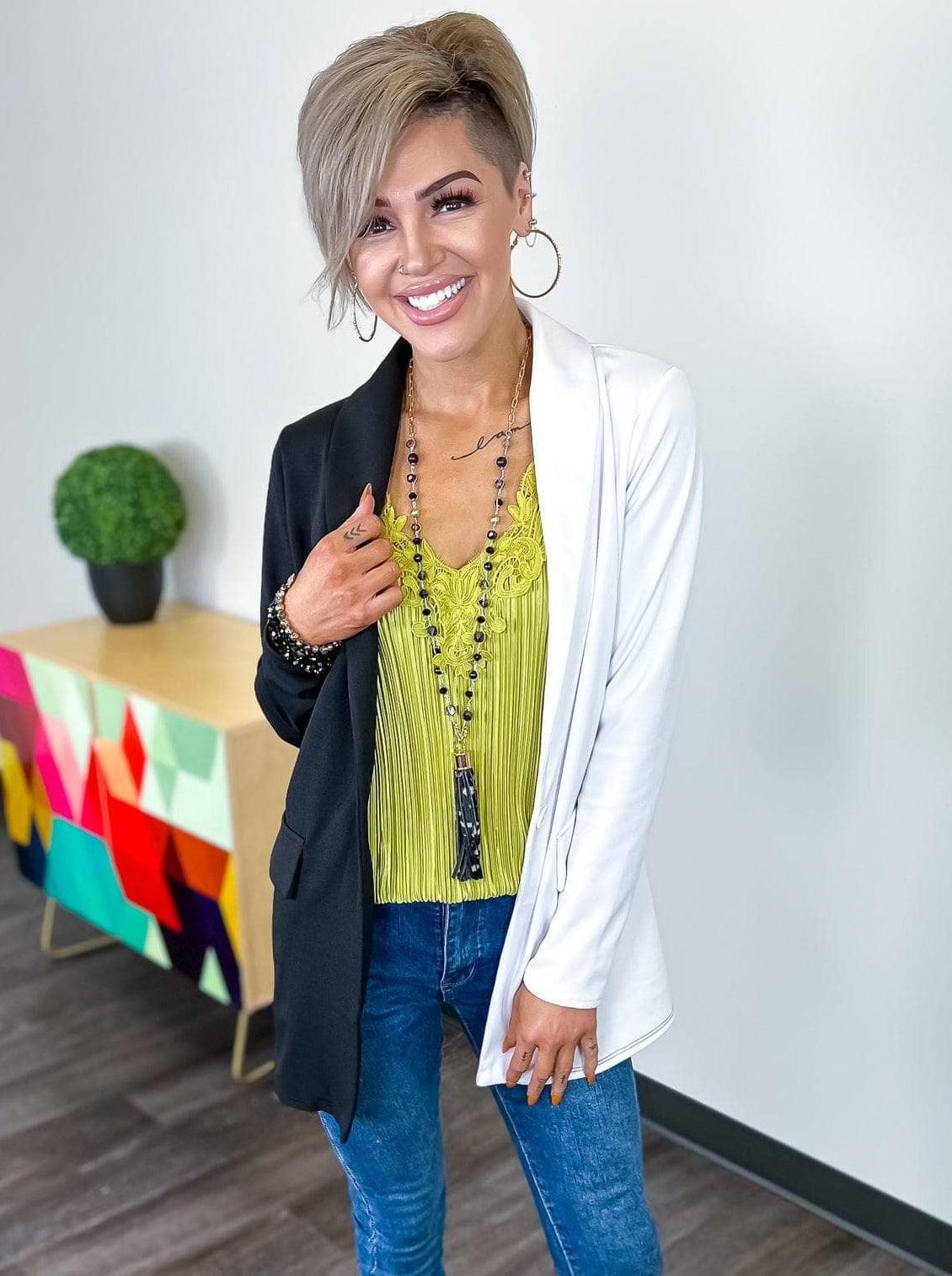 Black Colorblock Blazer sold by ZZs