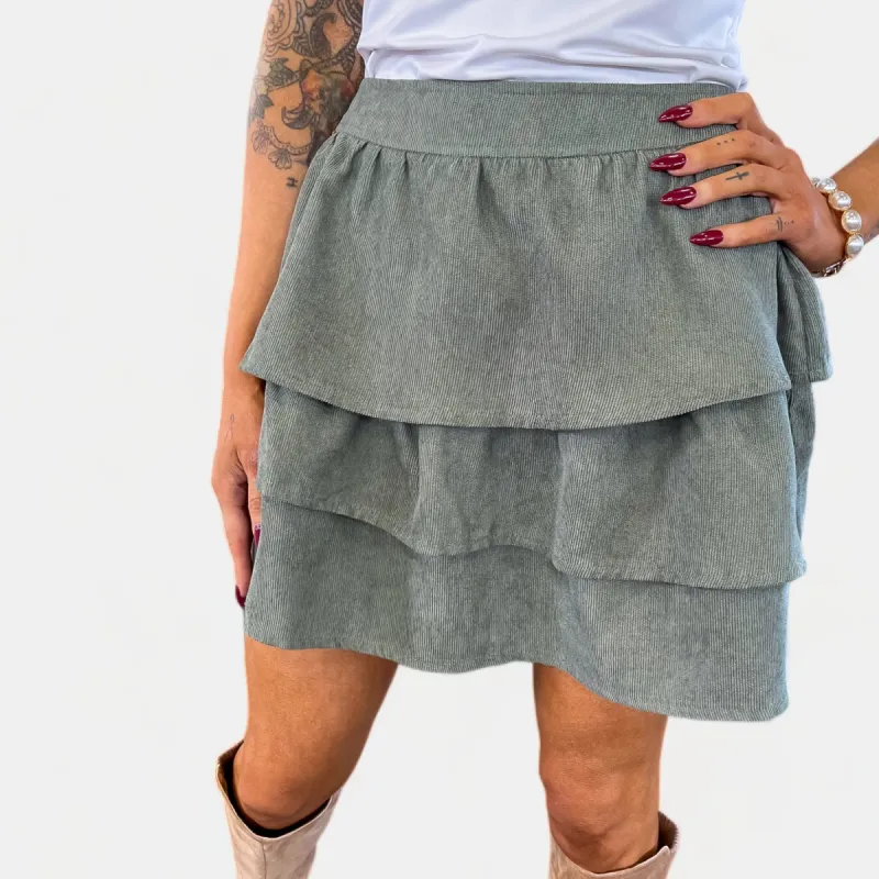 Olive Corduroy Mini Skirt [NO RETURNS] sold by ZZs