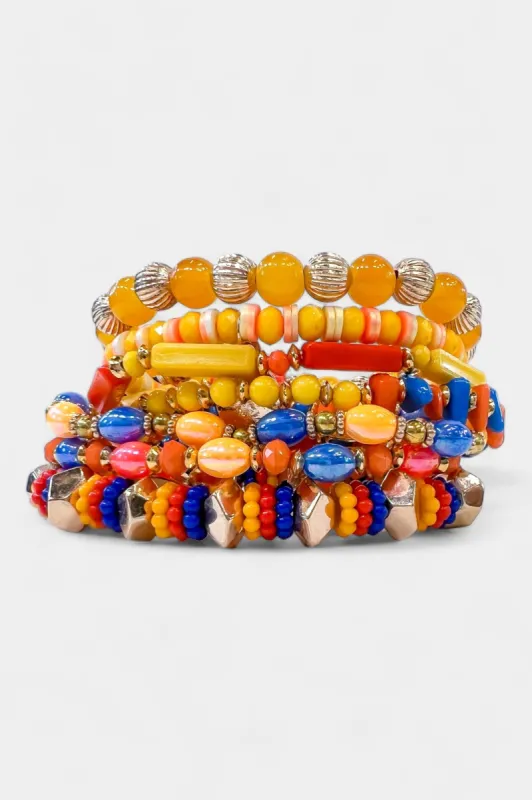 Yellow Multi Colored Beaded Stretch Bracelets sold by ZZs