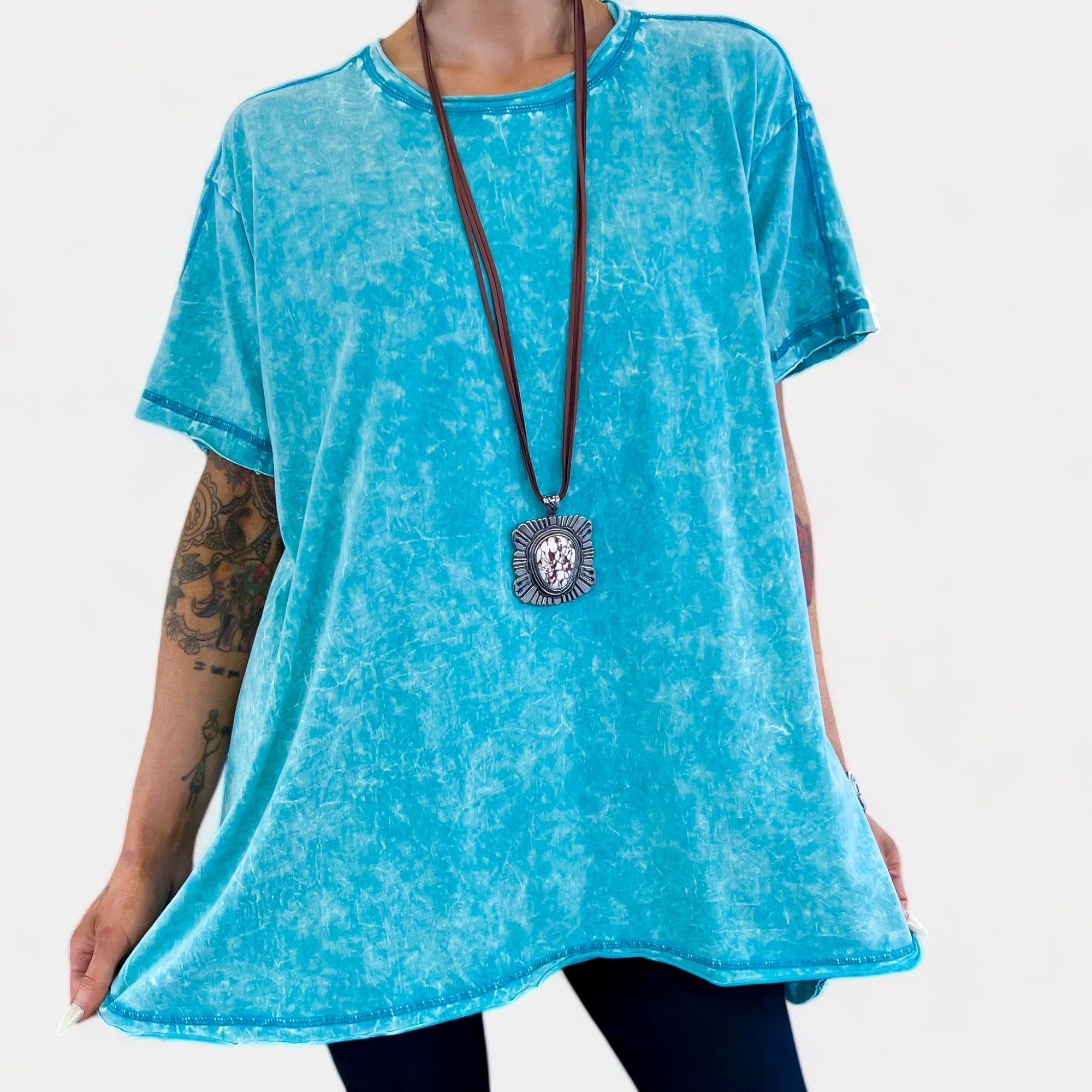 Teal Cotton Oversized Top sold by ZZs product image thumbnail 4