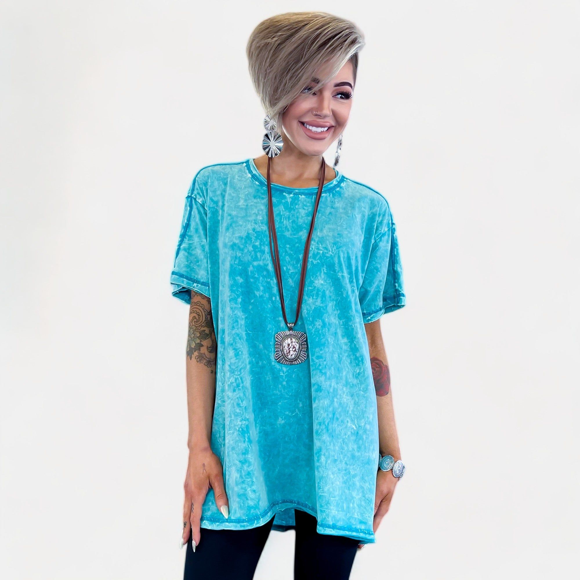 Teal Cotton Oversized Top sold by ZZs product image thumbnail 2