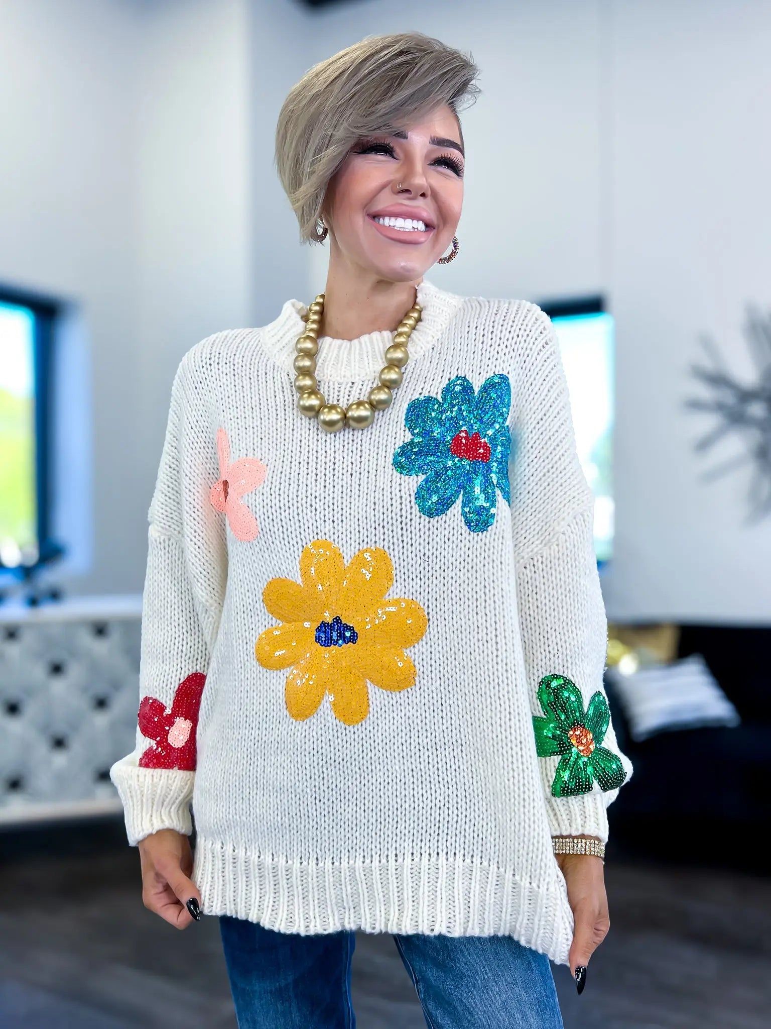 Sequin Flower Sweater sold by ZZs product image thumbnail 11