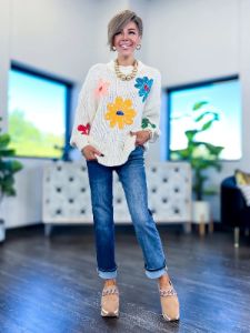 Sequin Flower Sweater sold by ZZs