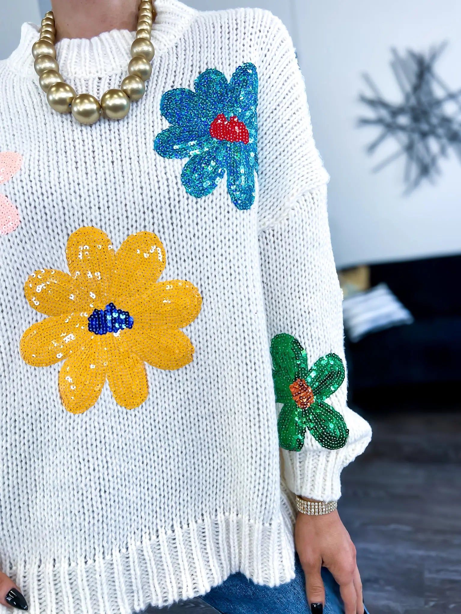 Sequin Flower Sweater sold by ZZs product image thumbnail 4