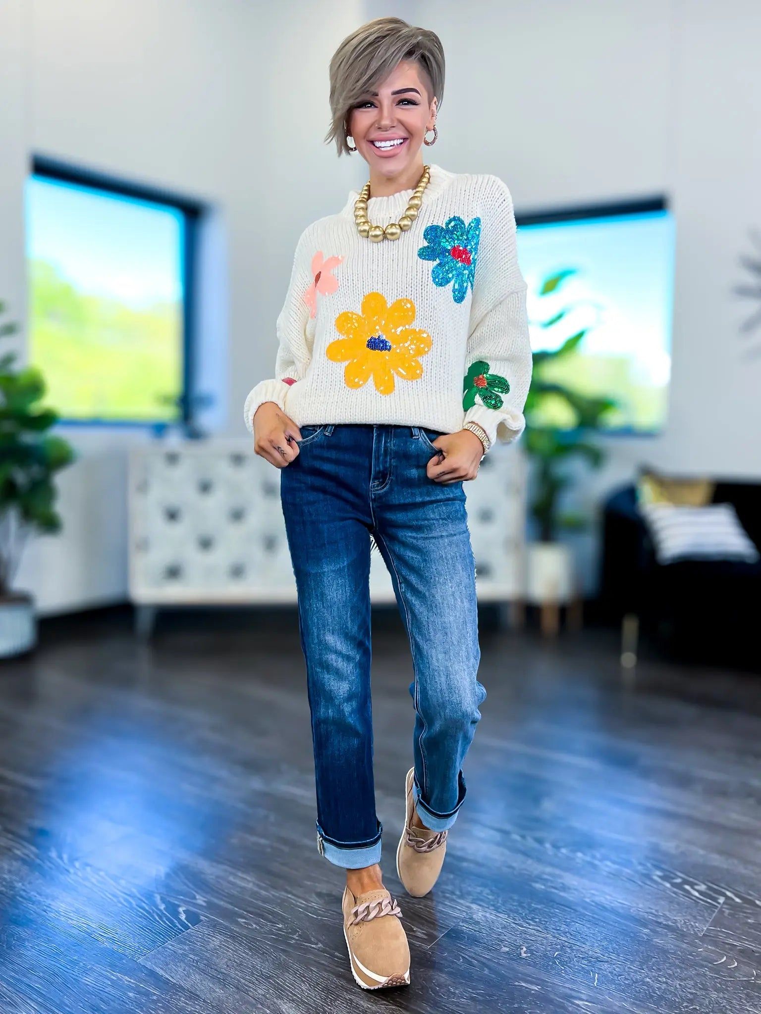 Sequin Flower Sweater sold by ZZs product image thumbnail 10