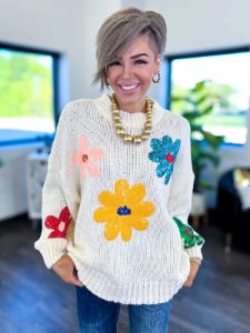 Sequin Flower Sweater sold by ZZs
