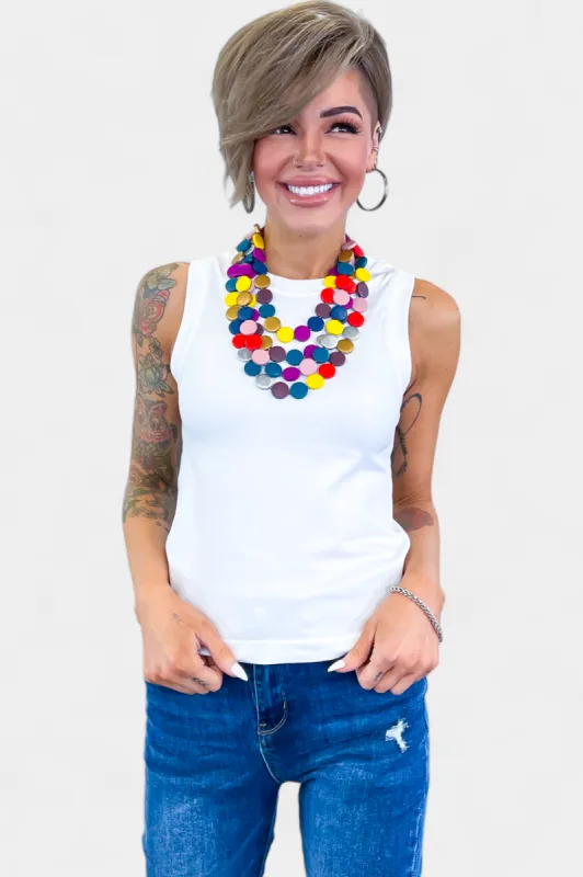 White Smooth Layering Tank sold by ZZs