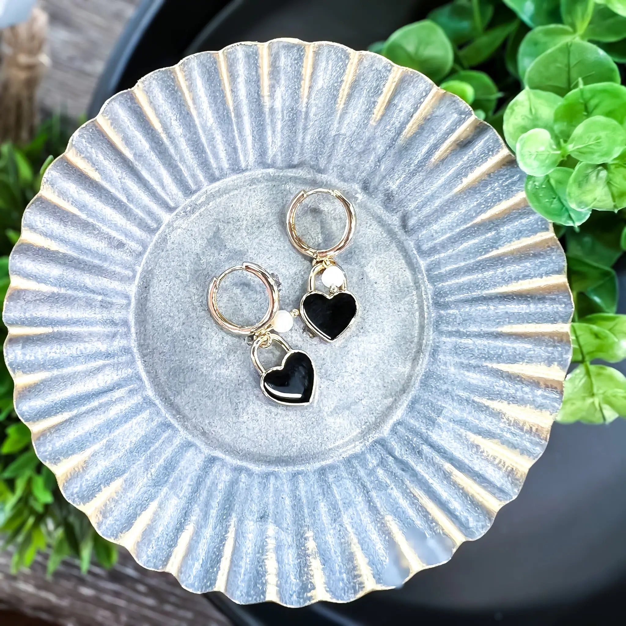 Black Enamel Heart Earrings sold by ZZs product image thumbnail 2