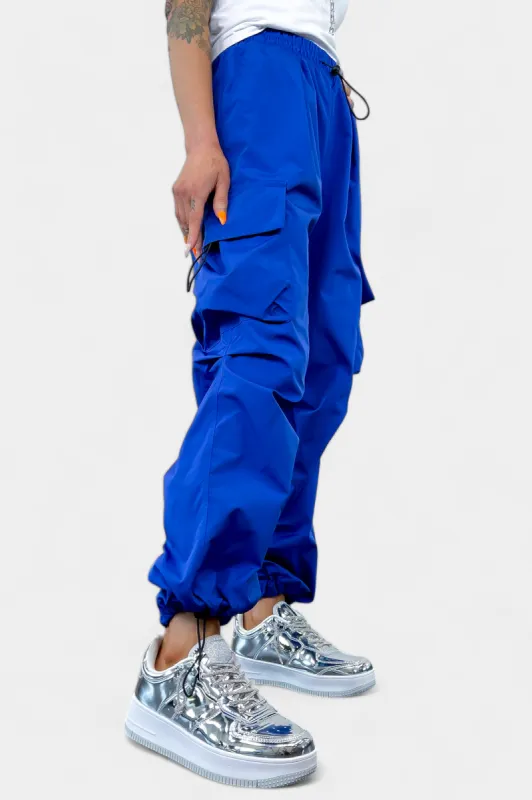 Blue Parachute Cargo Jogger Pants sold by ZZs