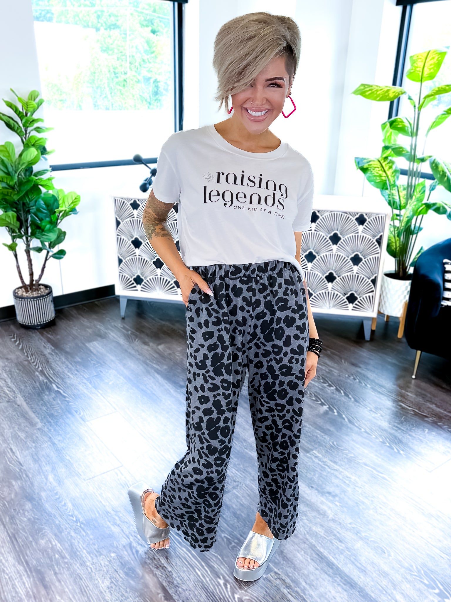 Black Leopard Wide Leg Pants sold by ZZs product image thumbnail 2