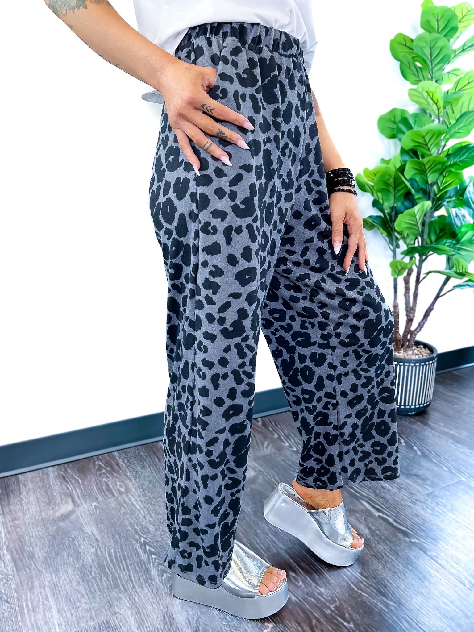 Black Leopard Wide Leg Pants sold by ZZs product image thumbnail 3