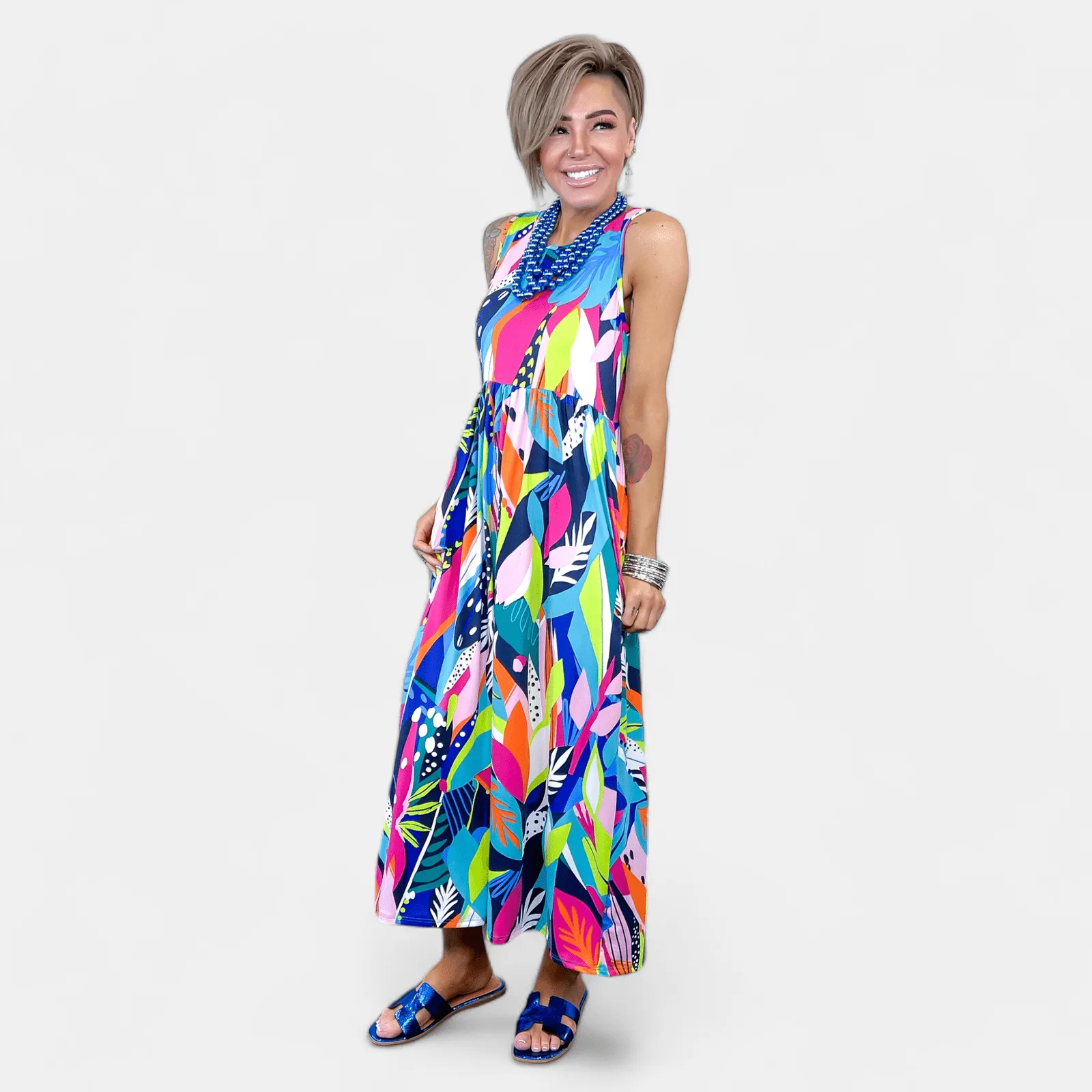 Tropical Abstract Tank Maxi Dress sold by ZZs product image thumbnail 4