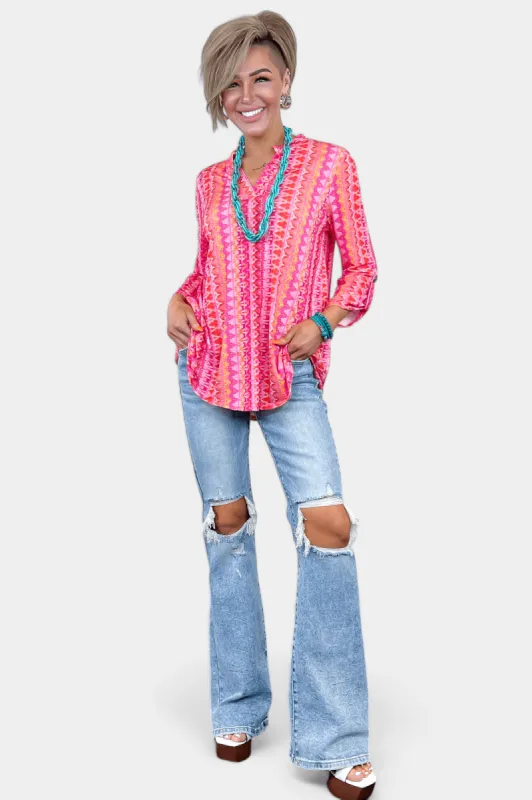 Pink Abstract Lizzy Top sold by ZZs