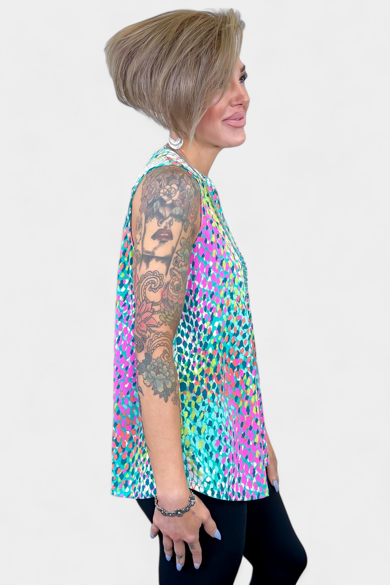 Green Multi Abstract Lizzy Tank Top sold by ZZs product image thumbnail 5