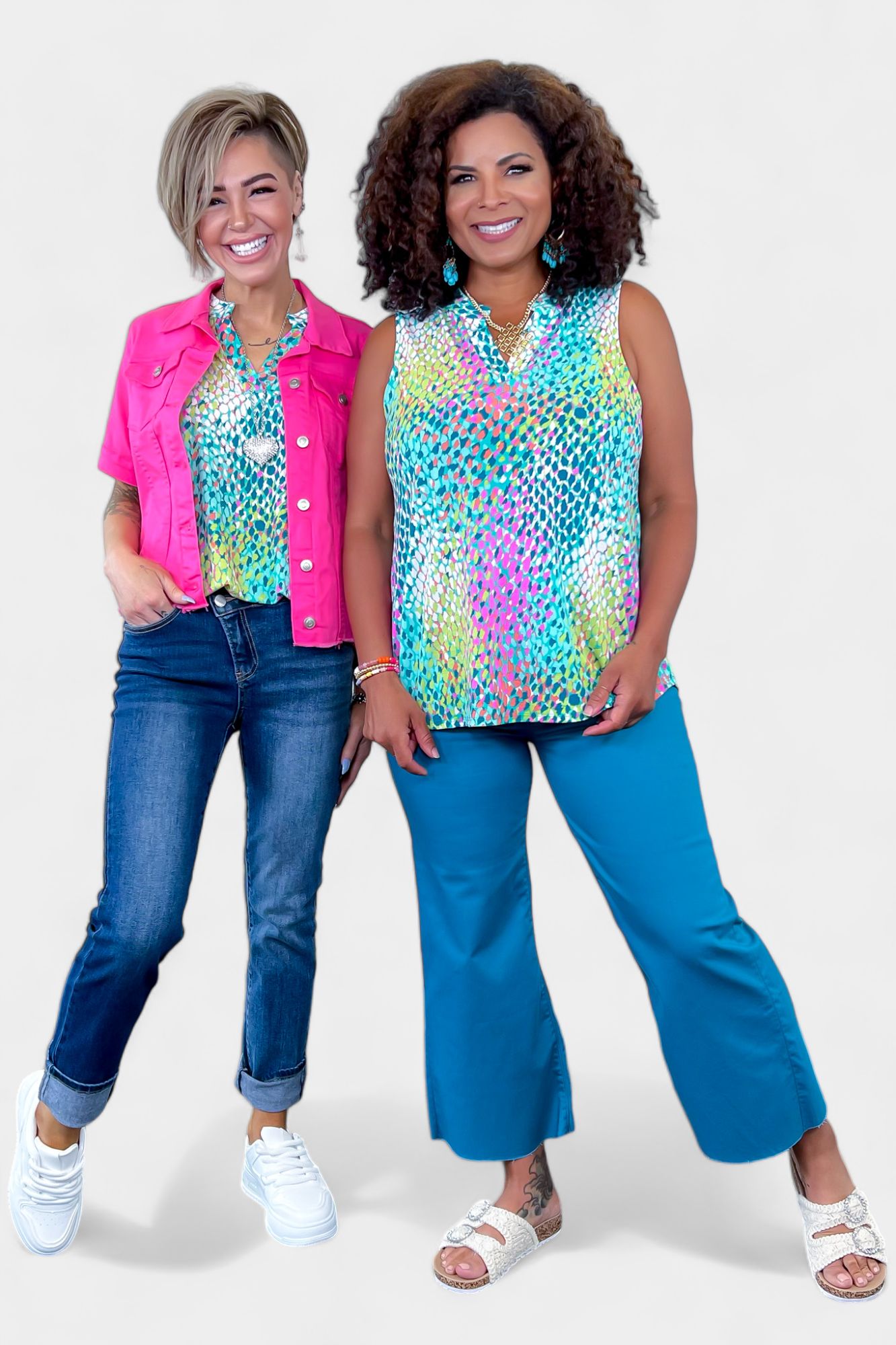 Green Multi Abstract Lizzy Tank Top sold by ZZs