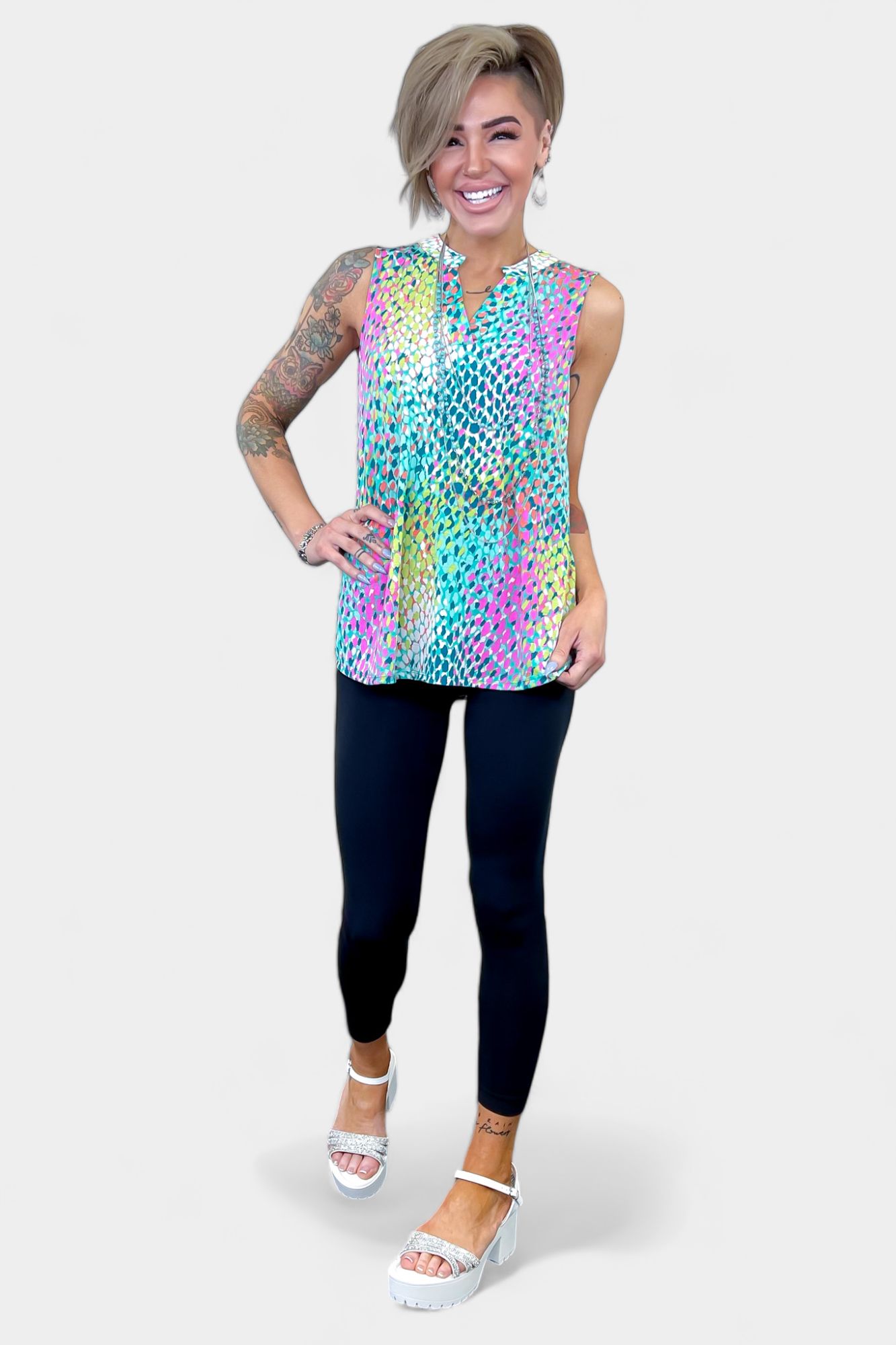 Green Multi Abstract Lizzy Tank Top sold by ZZs product image thumbnail 3