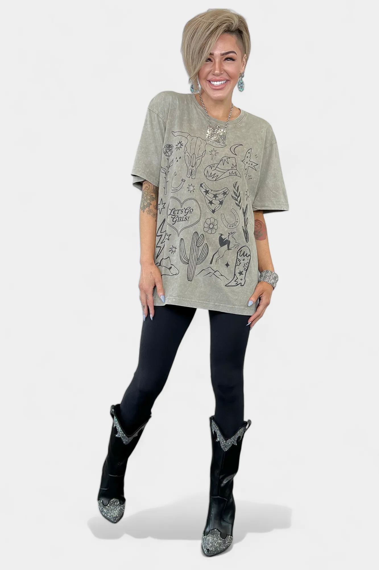 Mocha Cowgirl Elements Graphic T-Shirt sold by ZZs