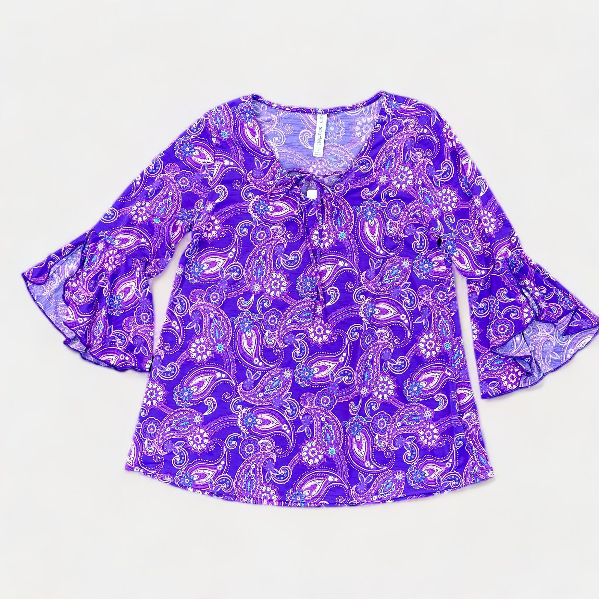 Lavender Paisley Bell Sleeve Top sold by ZZs