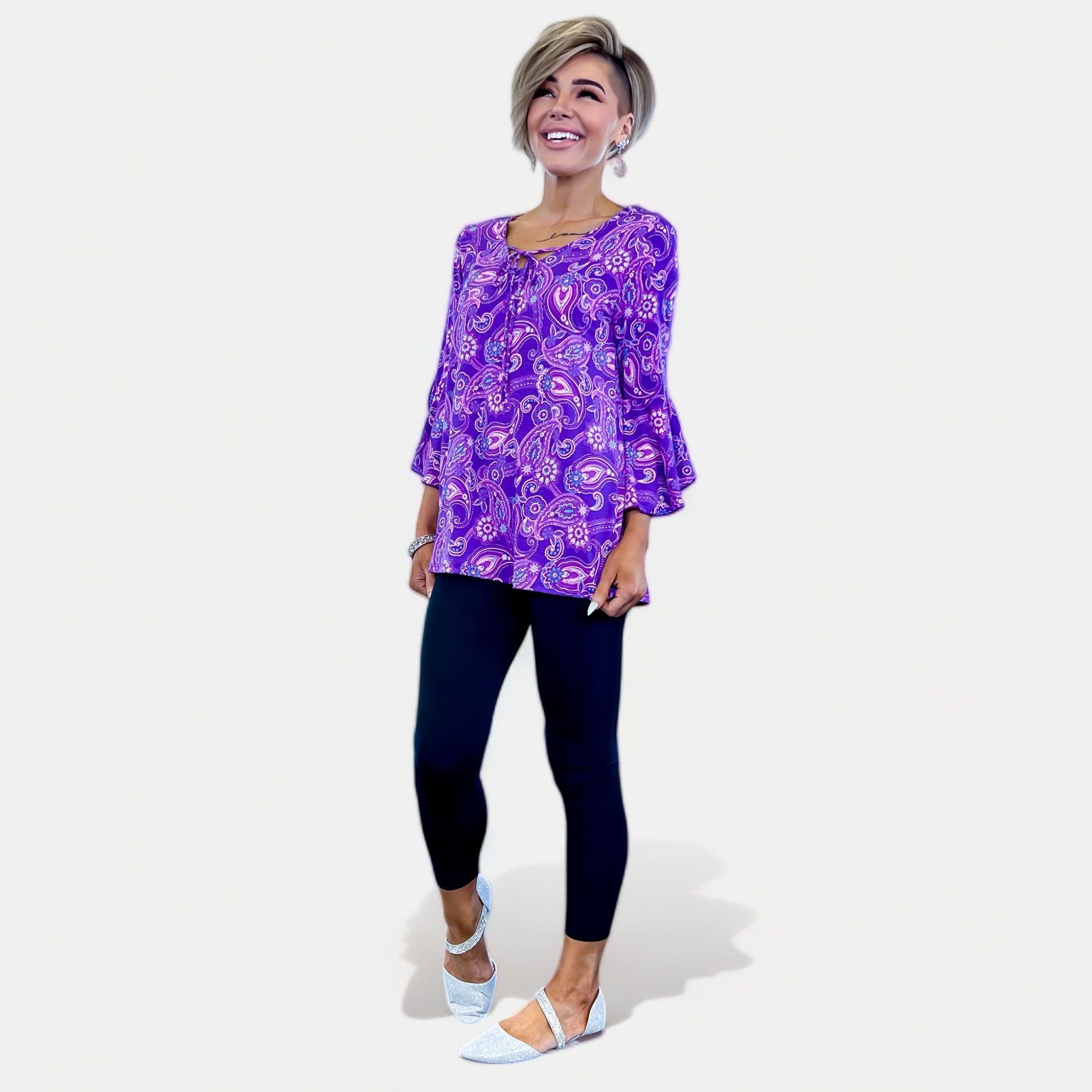 Lavender Paisley Bell Sleeve Top sold by ZZs product image thumbnail 3