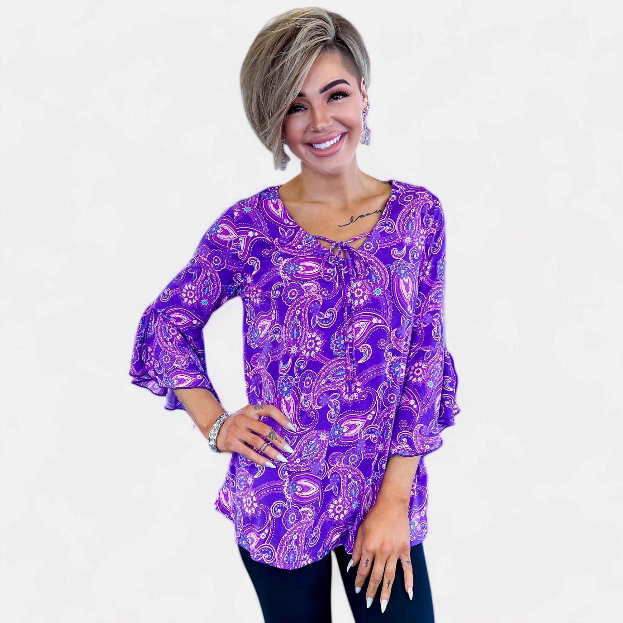 Lavender Paisley Bell Sleeve Top sold by ZZs product image thumbnail 2