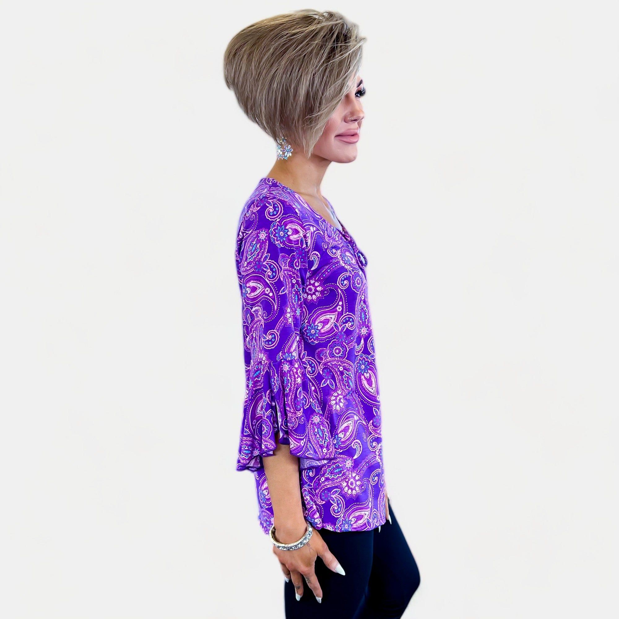 Lavender Paisley Bell Sleeve Top sold by ZZs product image thumbnail 4