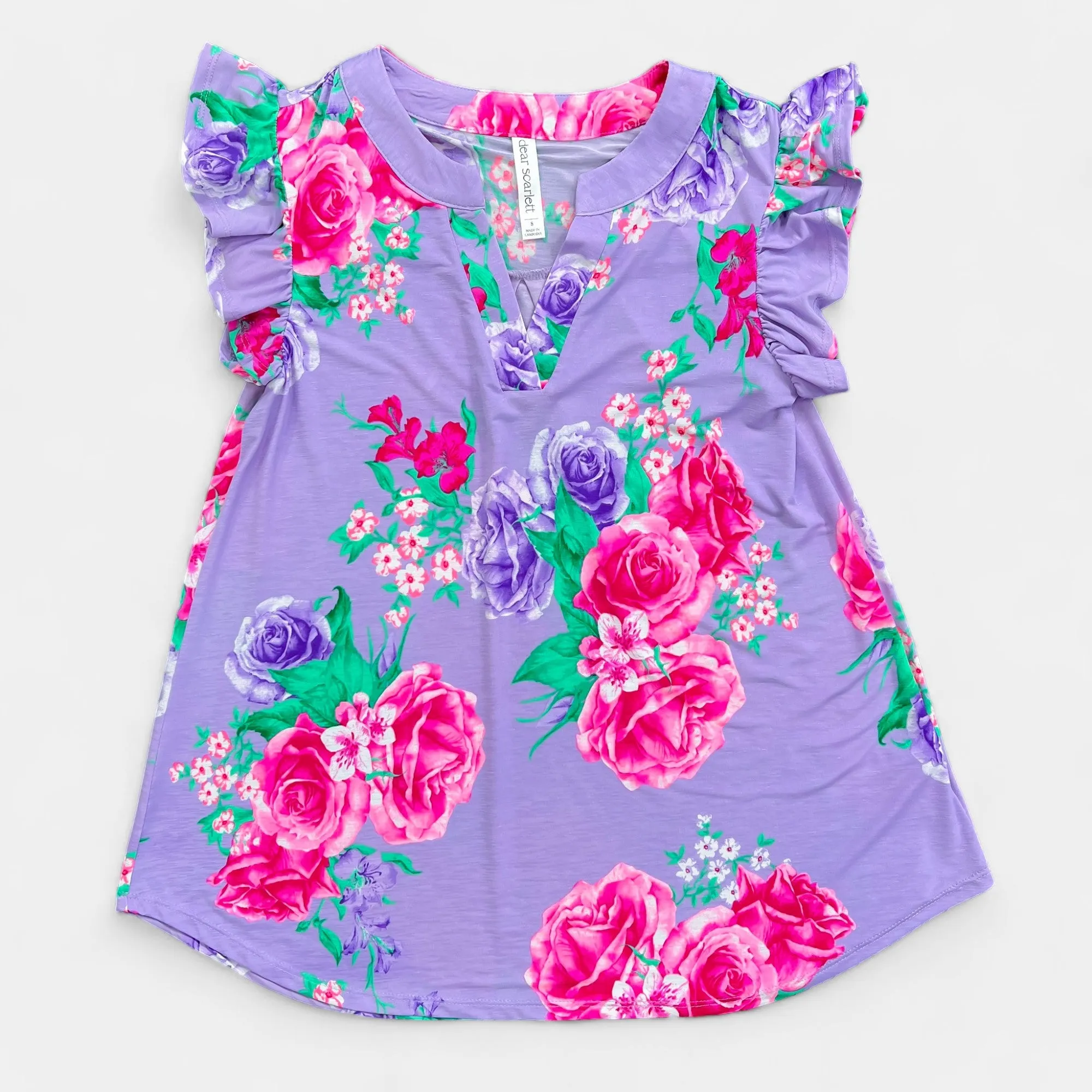 Lavender Floral Lizzy Flutter Sleeve Top sold by ZZs product image thumbnail 3