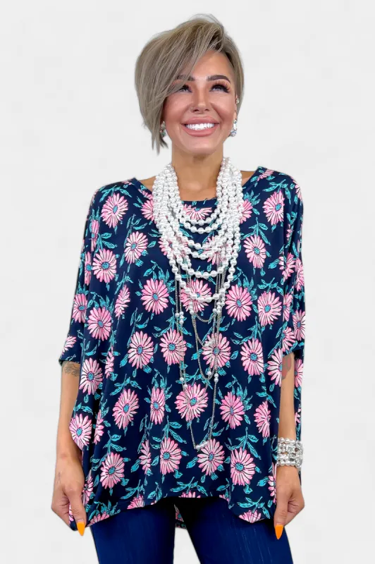 Navy Daisy Essential Top sold by ZZs