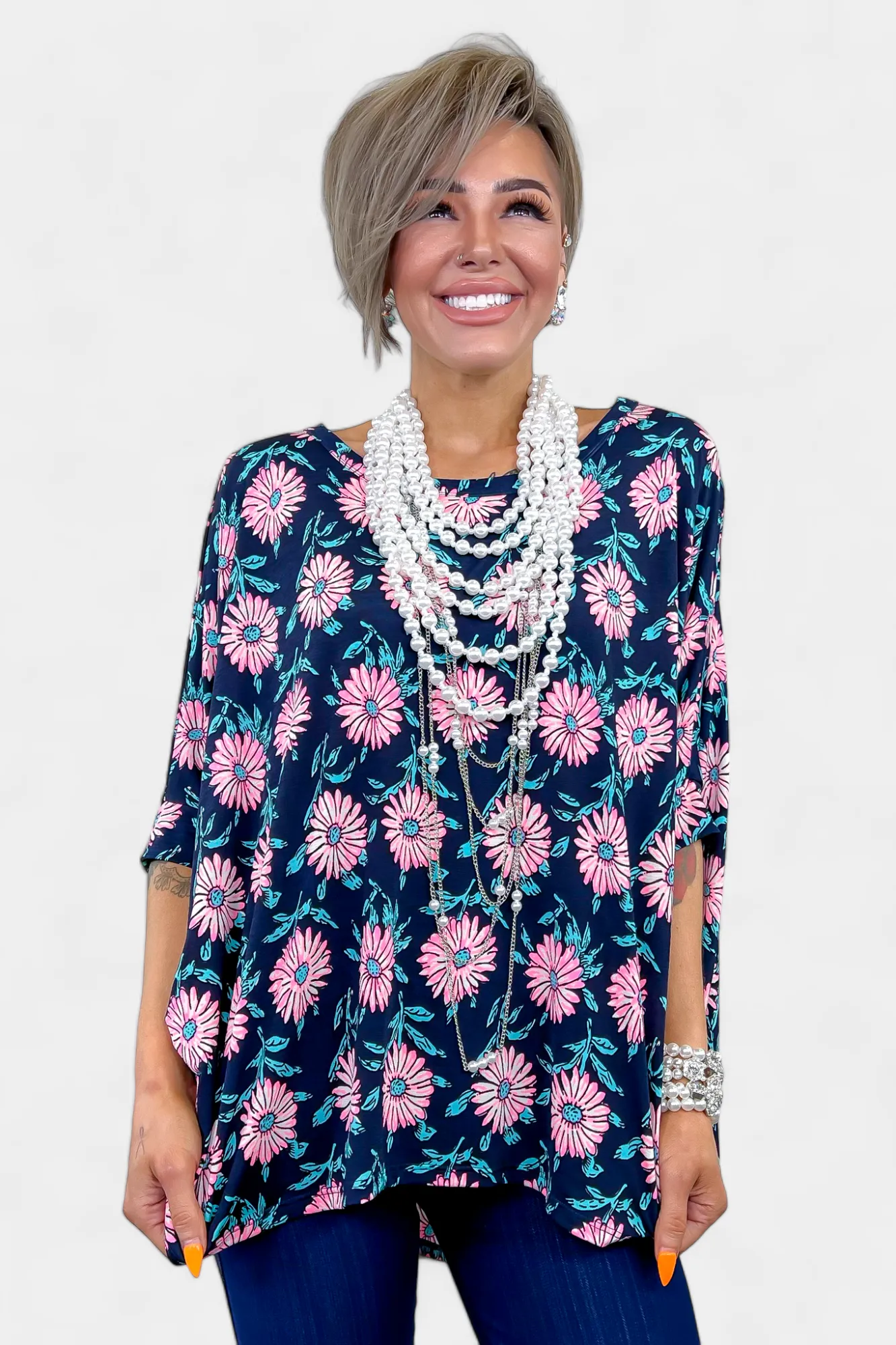 Navy Daisy Essential Top sold by ZZs