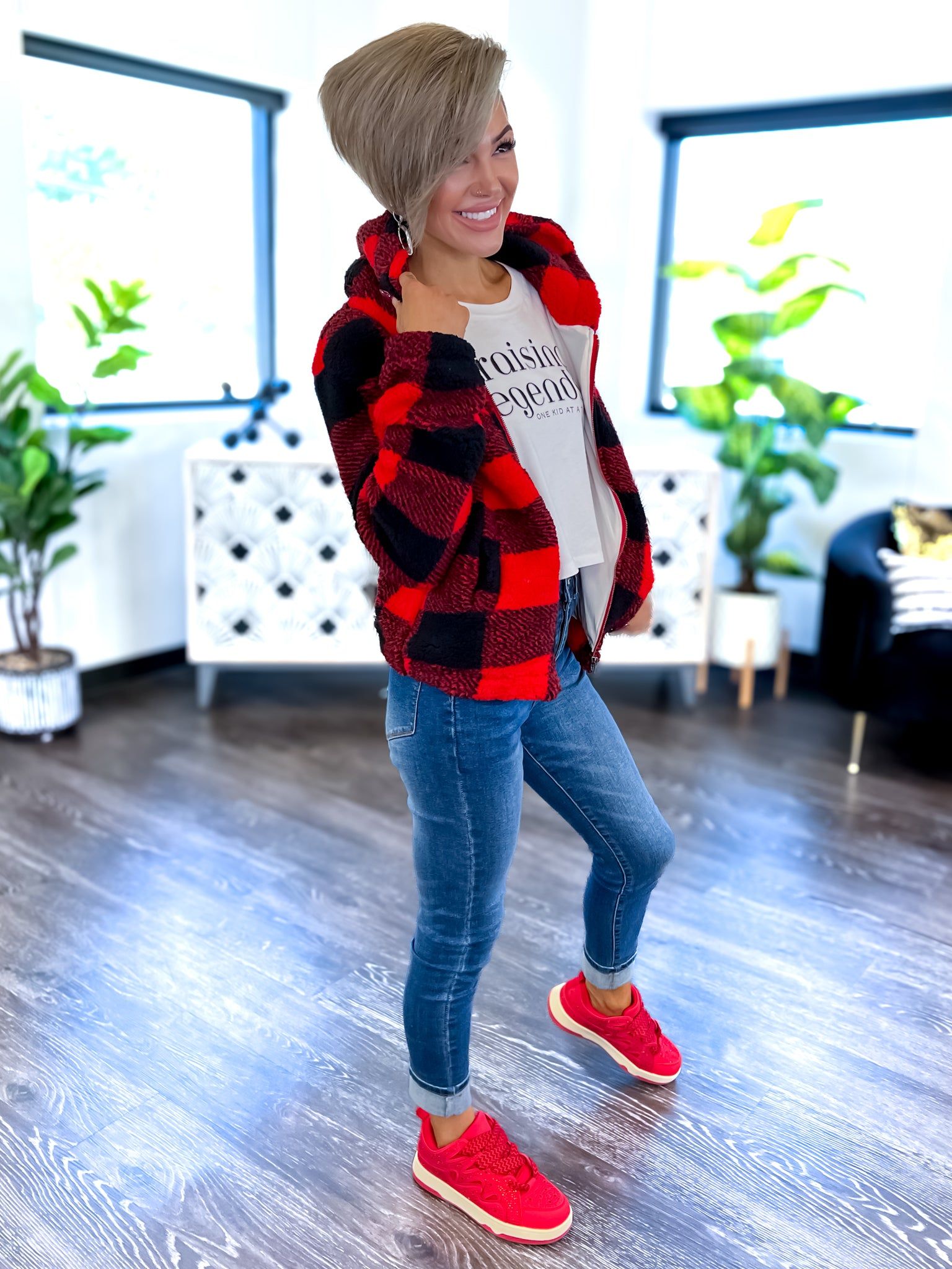 Plaid Sherpa Jacket | Red sold by ZZs product image thumbnail 11