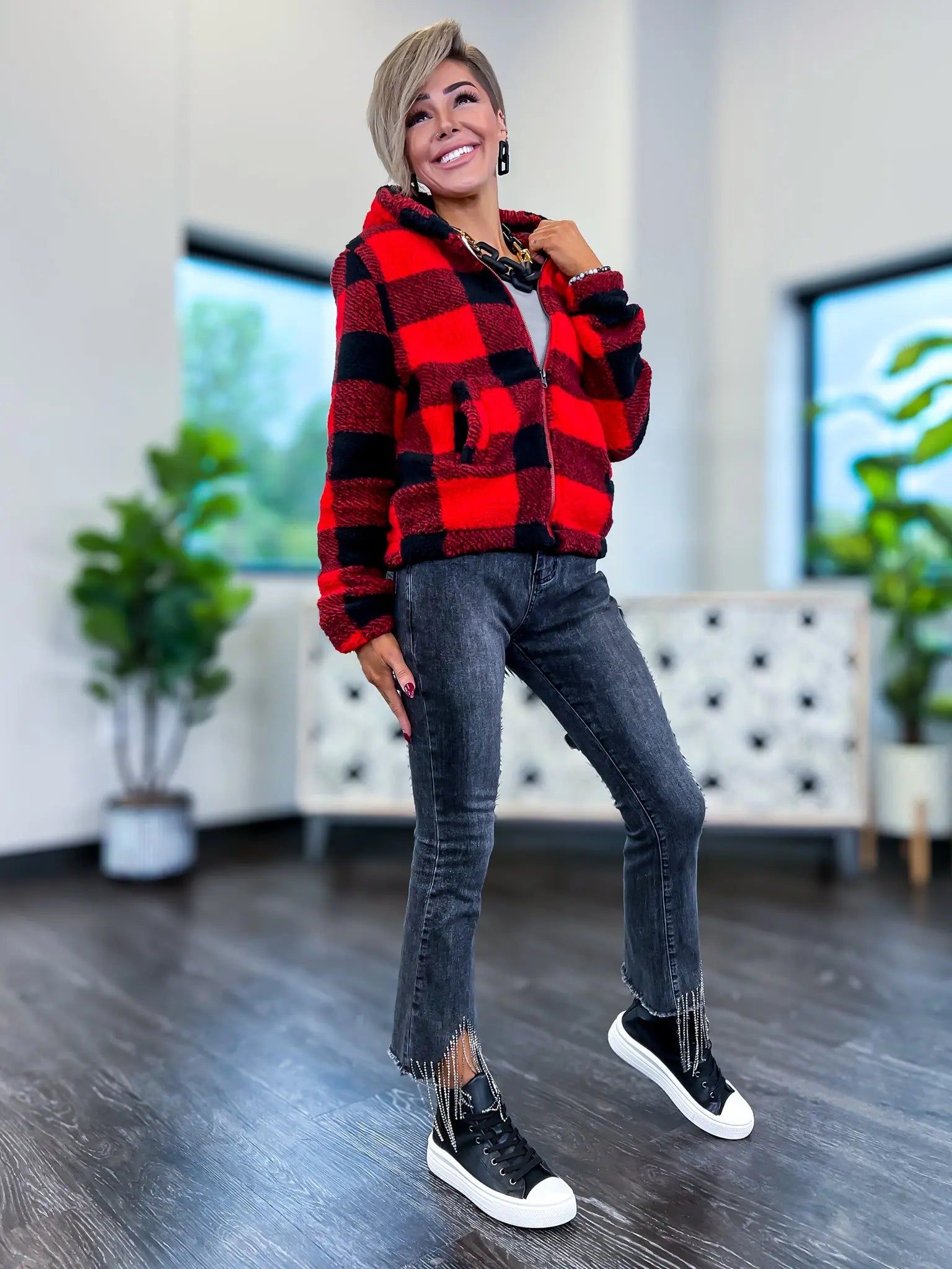 Plaid Sherpa Jacket | Red sold by ZZs product image thumbnail 7