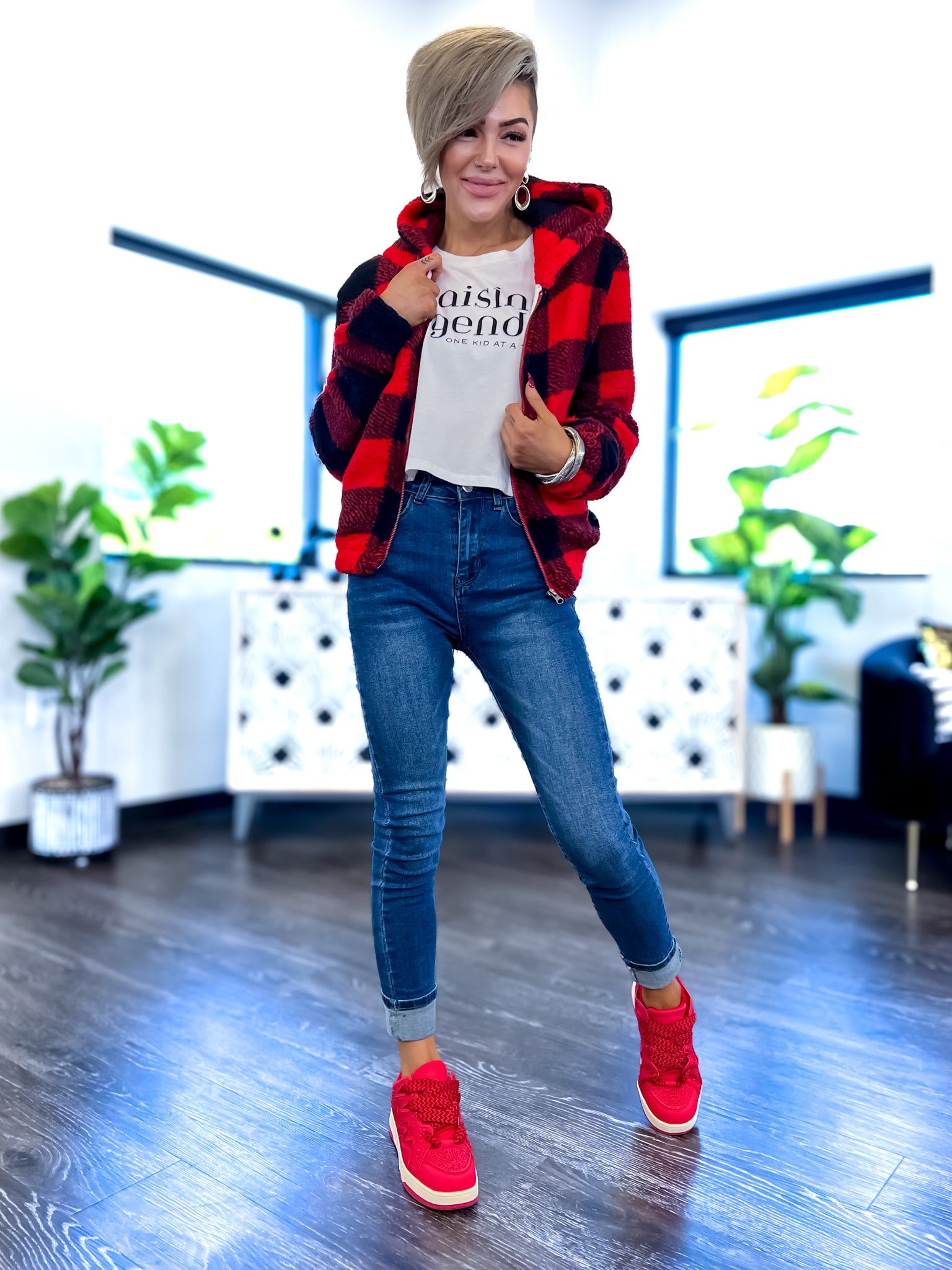 Plaid Sherpa Jacket | Red sold by ZZs product image thumbnail 5