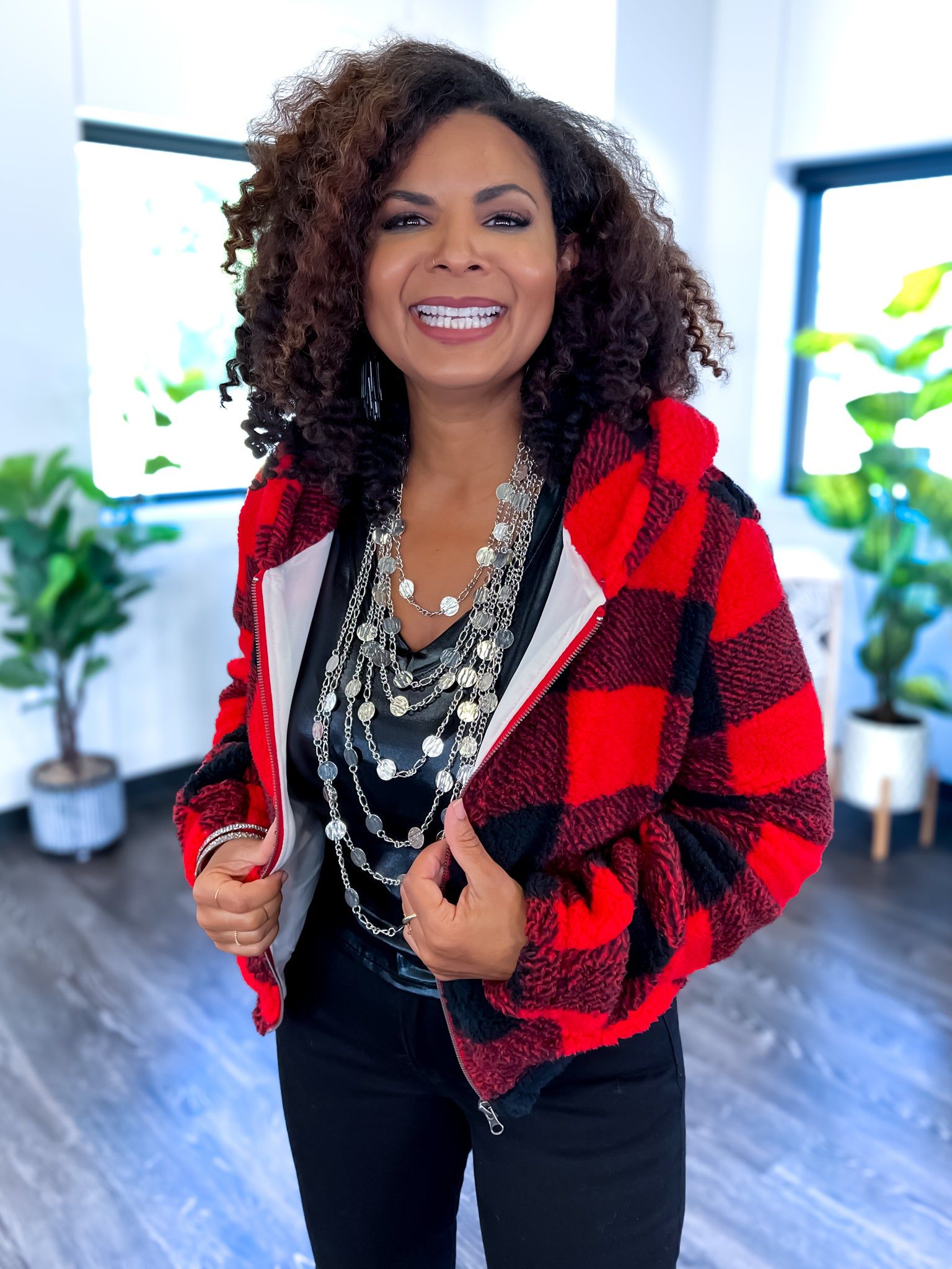 Plaid Sherpa Jacket | Red sold by ZZs product image thumbnail 4