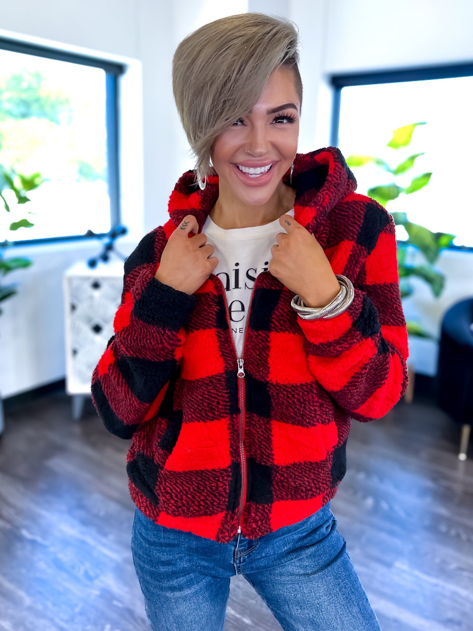 Plaid Sherpa Jacket | Red sold by ZZs product image thumbnail 8