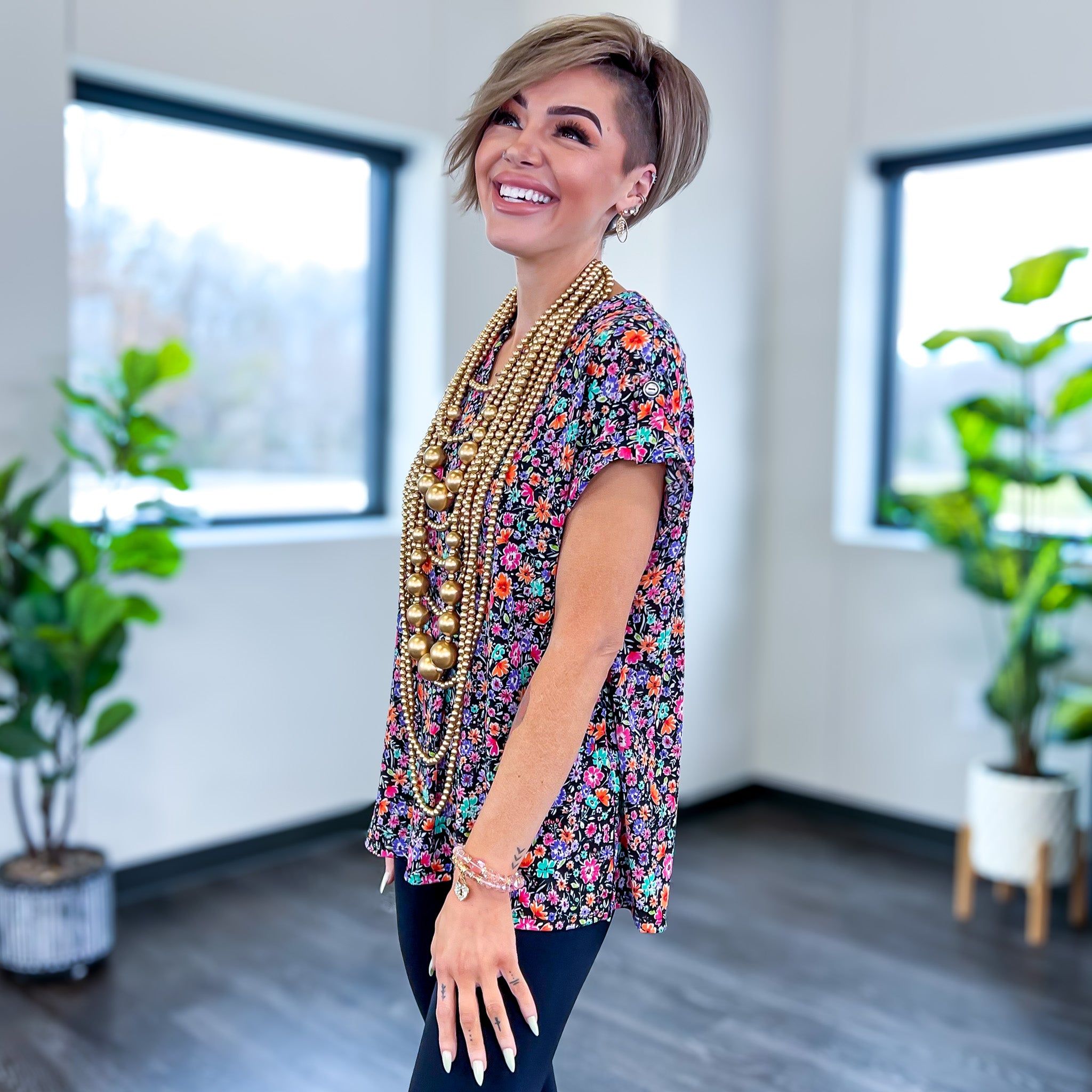 Black Multi Lizzy Short Sleeve Top sold by ZZs product image thumbnail 4