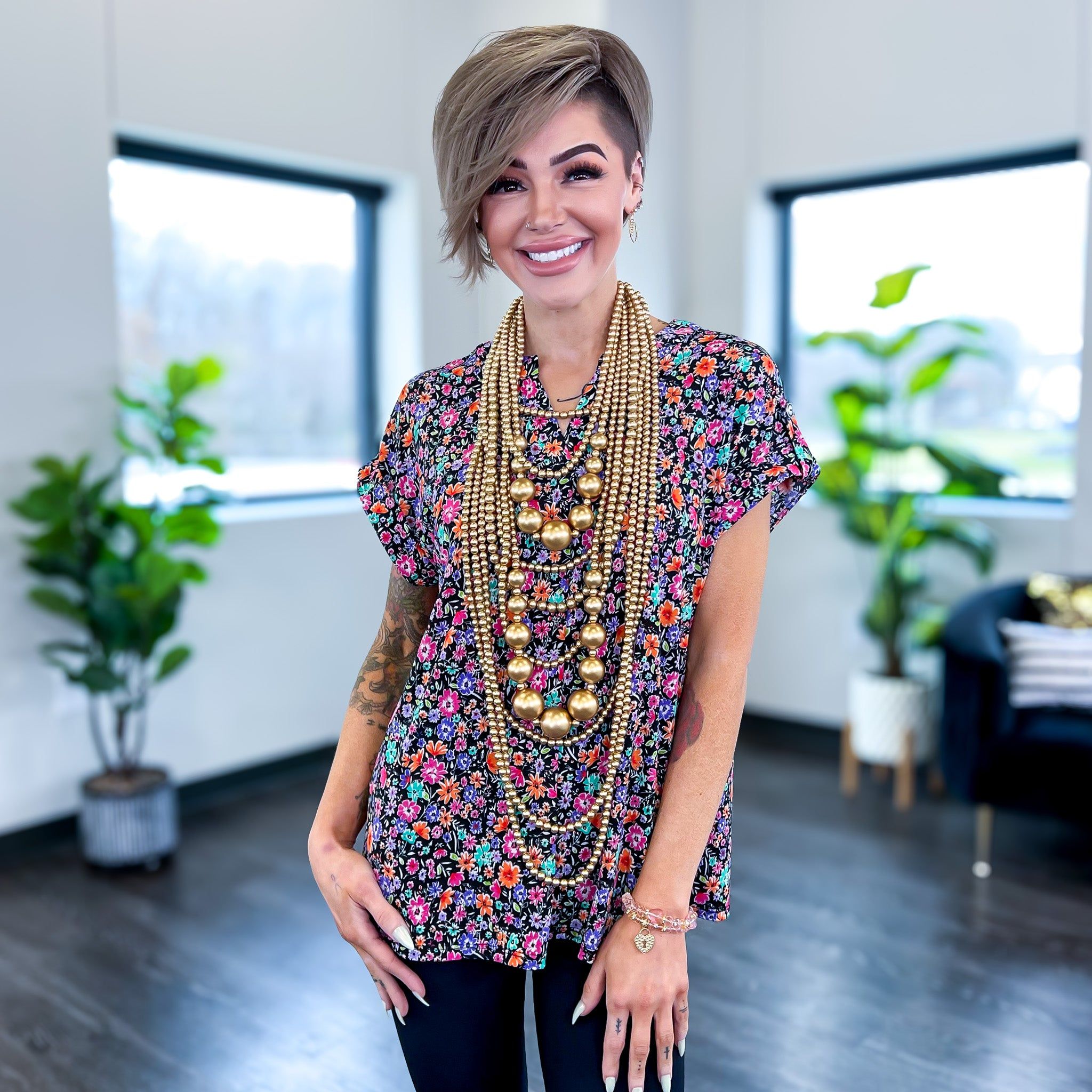 Black Multi Lizzy Short Sleeve Top sold by ZZs product image thumbnail 2