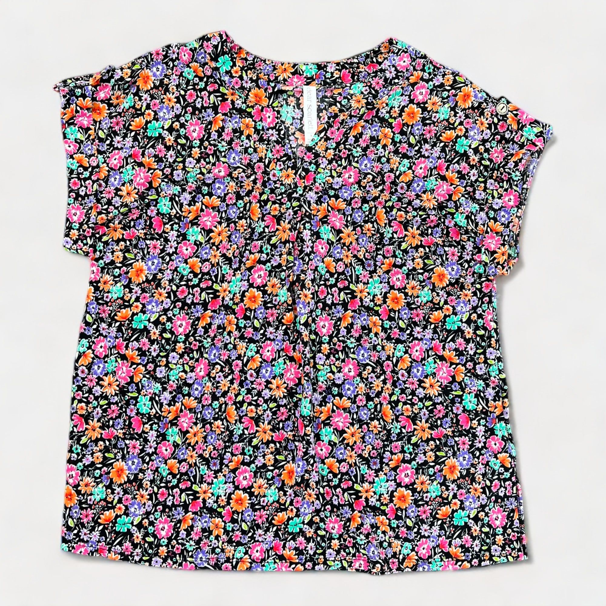 Black Multi Lizzy Short Sleeve Top sold by ZZs