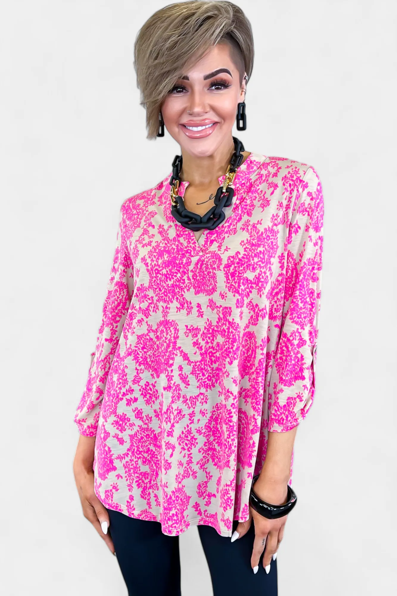 Beige & Pink Floral Lizzy Top sold by ZZs product image thumbnail 3