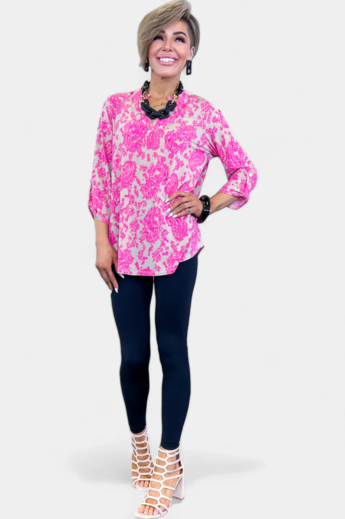 Beige & Pink Floral Lizzy Top sold by ZZs product image thumbnail 2
