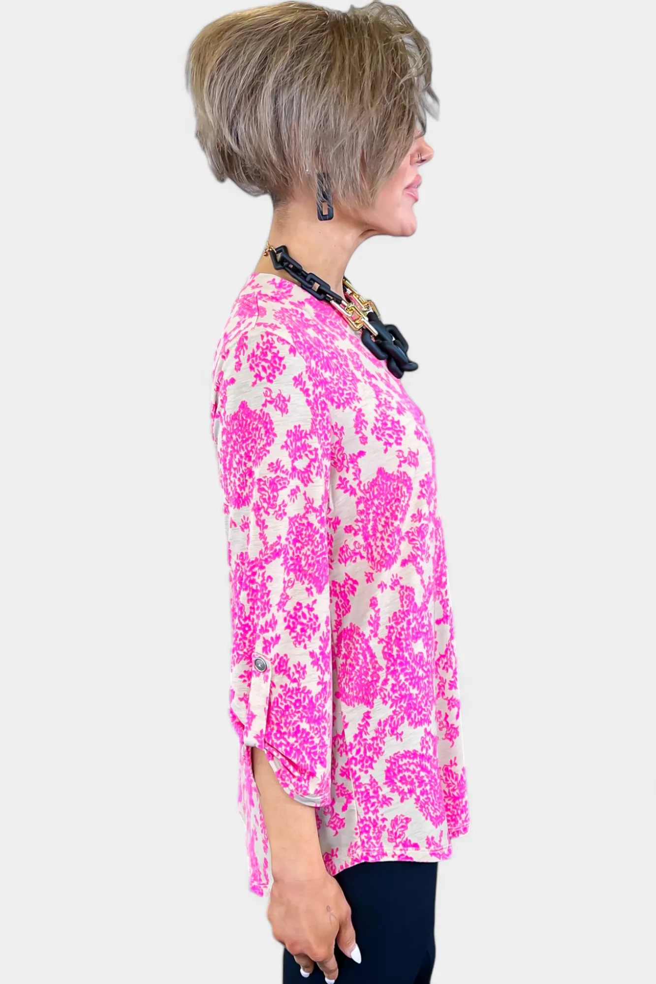 Beige & Pink Floral Lizzy Top sold by ZZs product image thumbnail 4