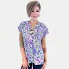 Purple Floral Lizzy Short Sleeve Top sold by ZZs