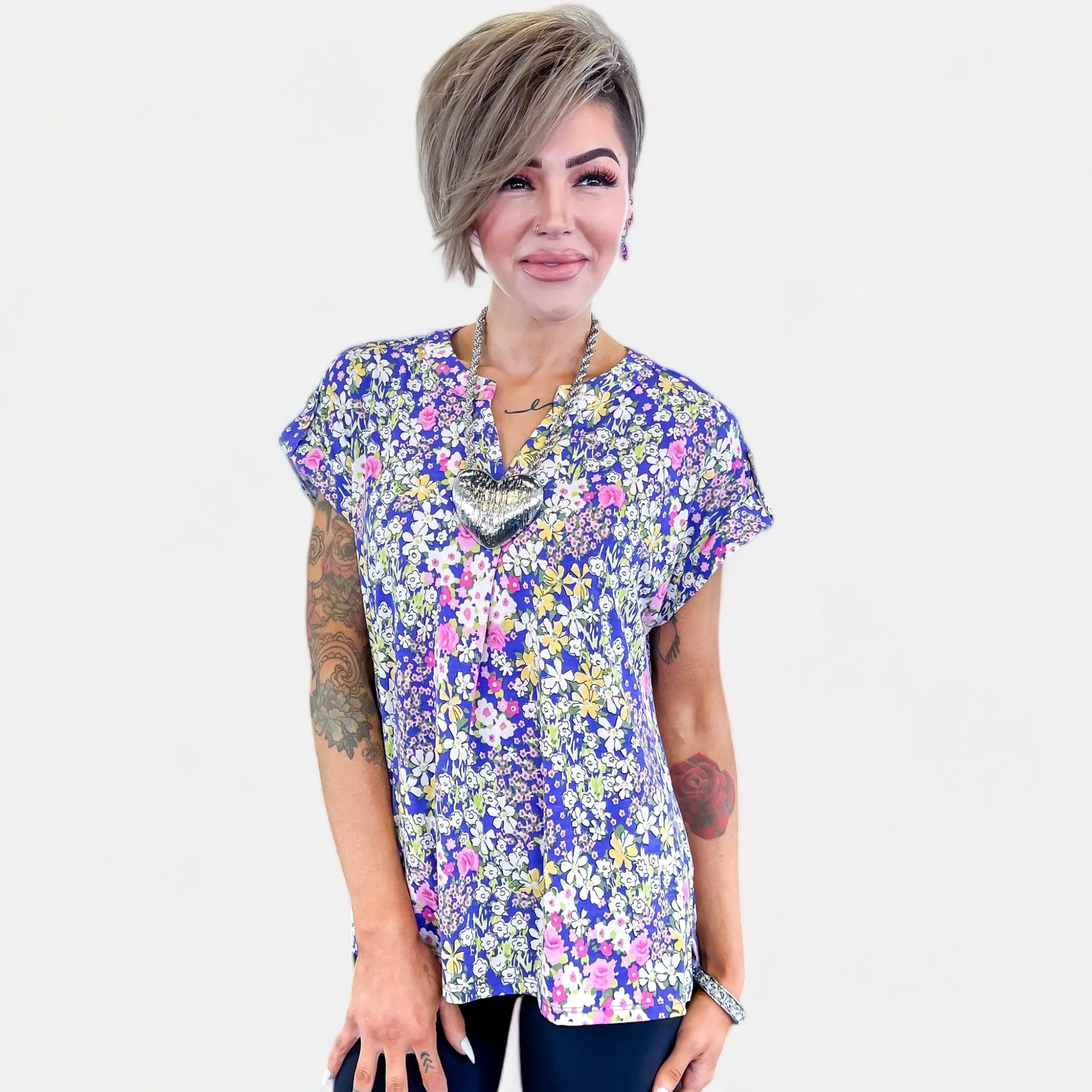 Purple Floral Lizzy Short Sleeve Top sold by ZZs product image thumbnail 4