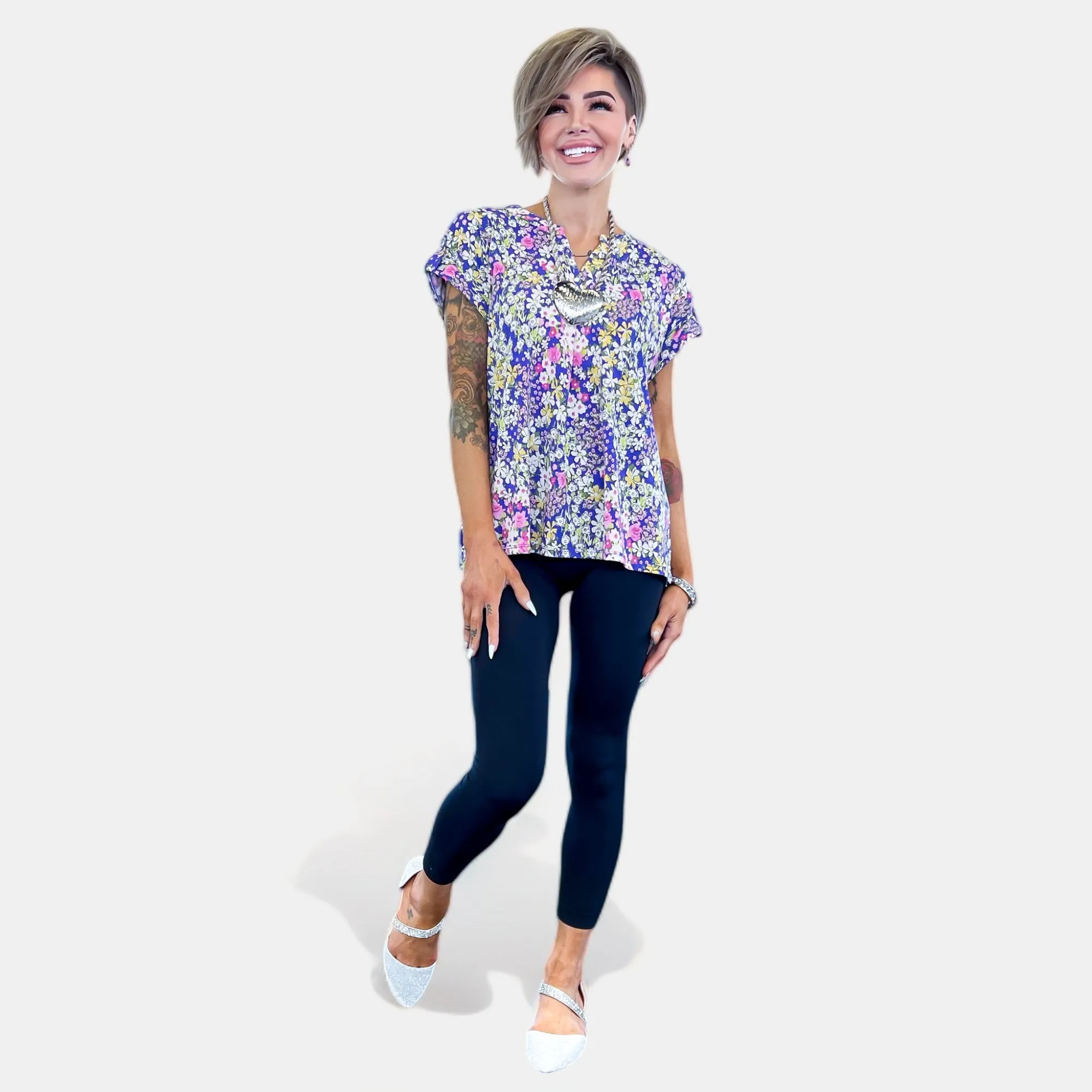 Purple Floral Lizzy Short Sleeve Top sold by ZZs product image thumbnail 3