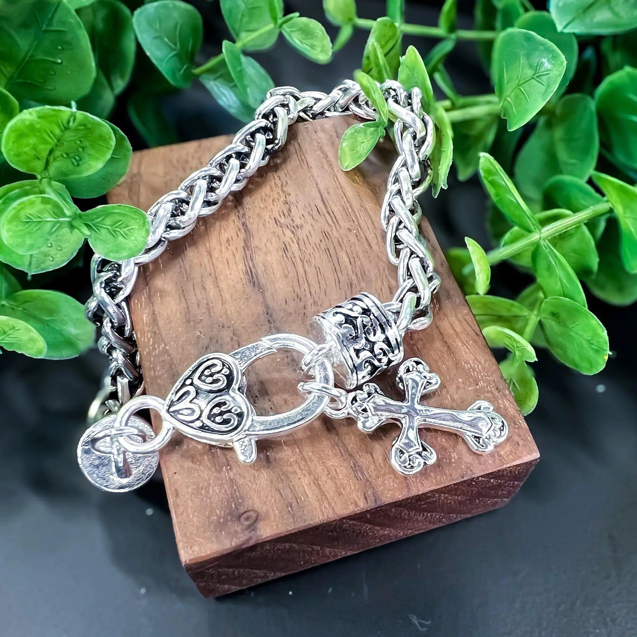 Antique Silver Cross Charm Bracelet sold by ZZs product image thumbnail 4