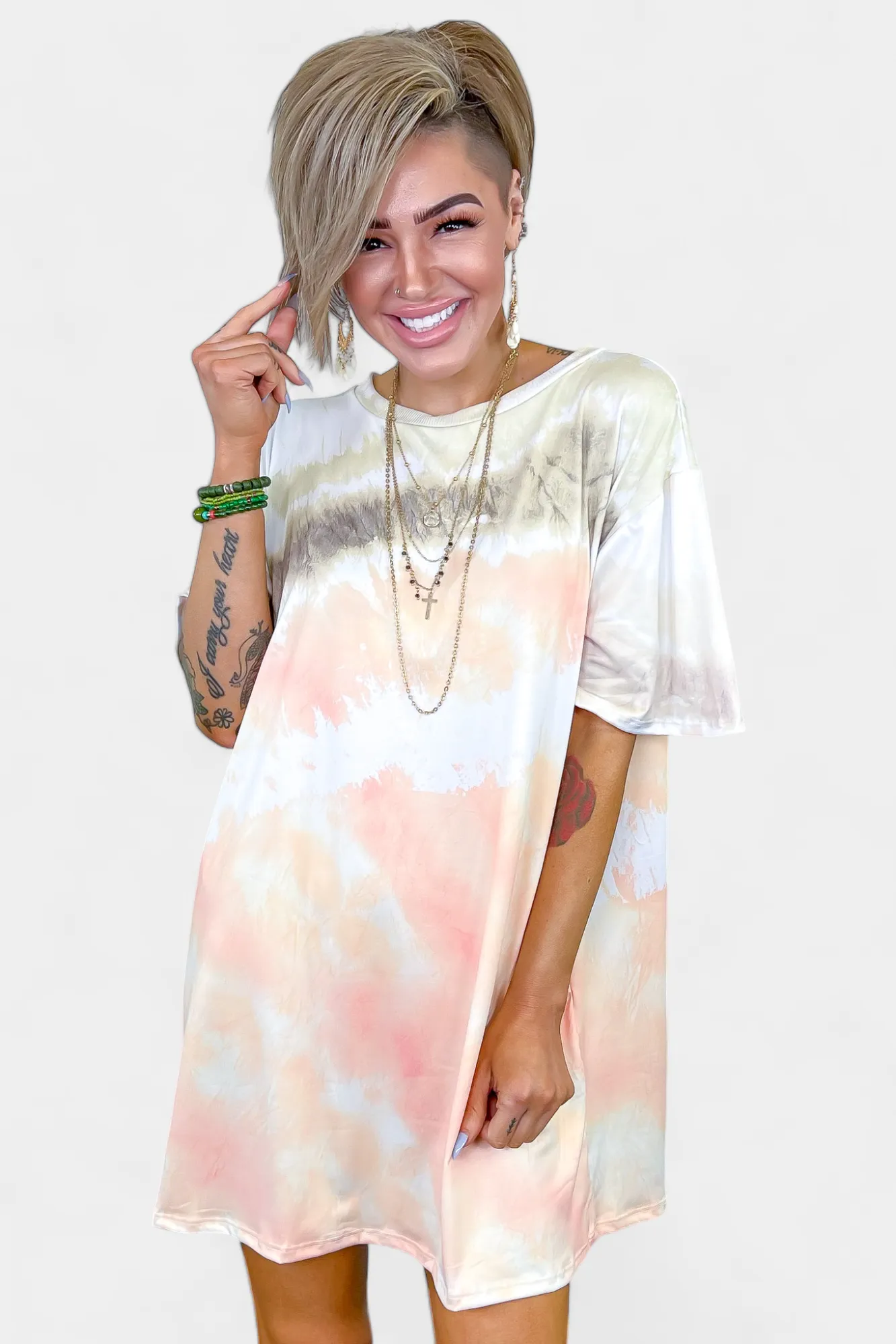 Ivory Tie Dye Jersey Dress sold by ZZs product image thumbnail 3