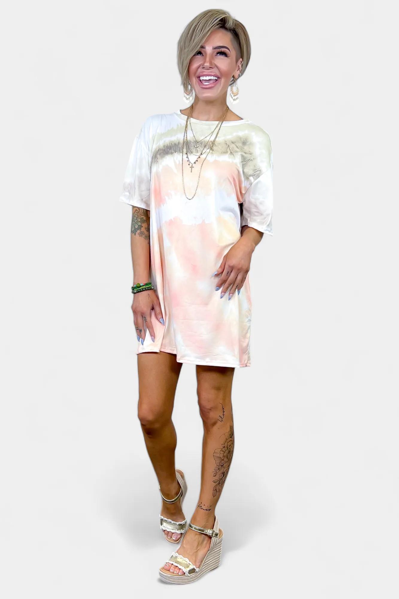 Ivory Tie Dye Jersey Dress sold by ZZs product image thumbnail 4