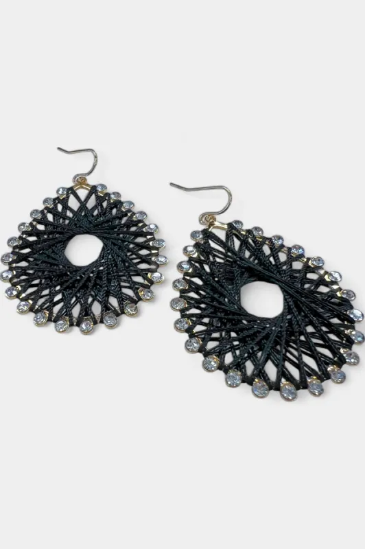 Black Teardrop Woven Earrings sold by ZZs