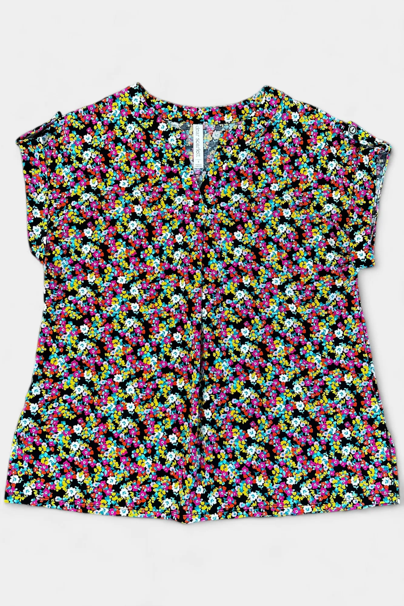 Black Multi Floral Lizzy Short Sleeve Top sold by ZZs