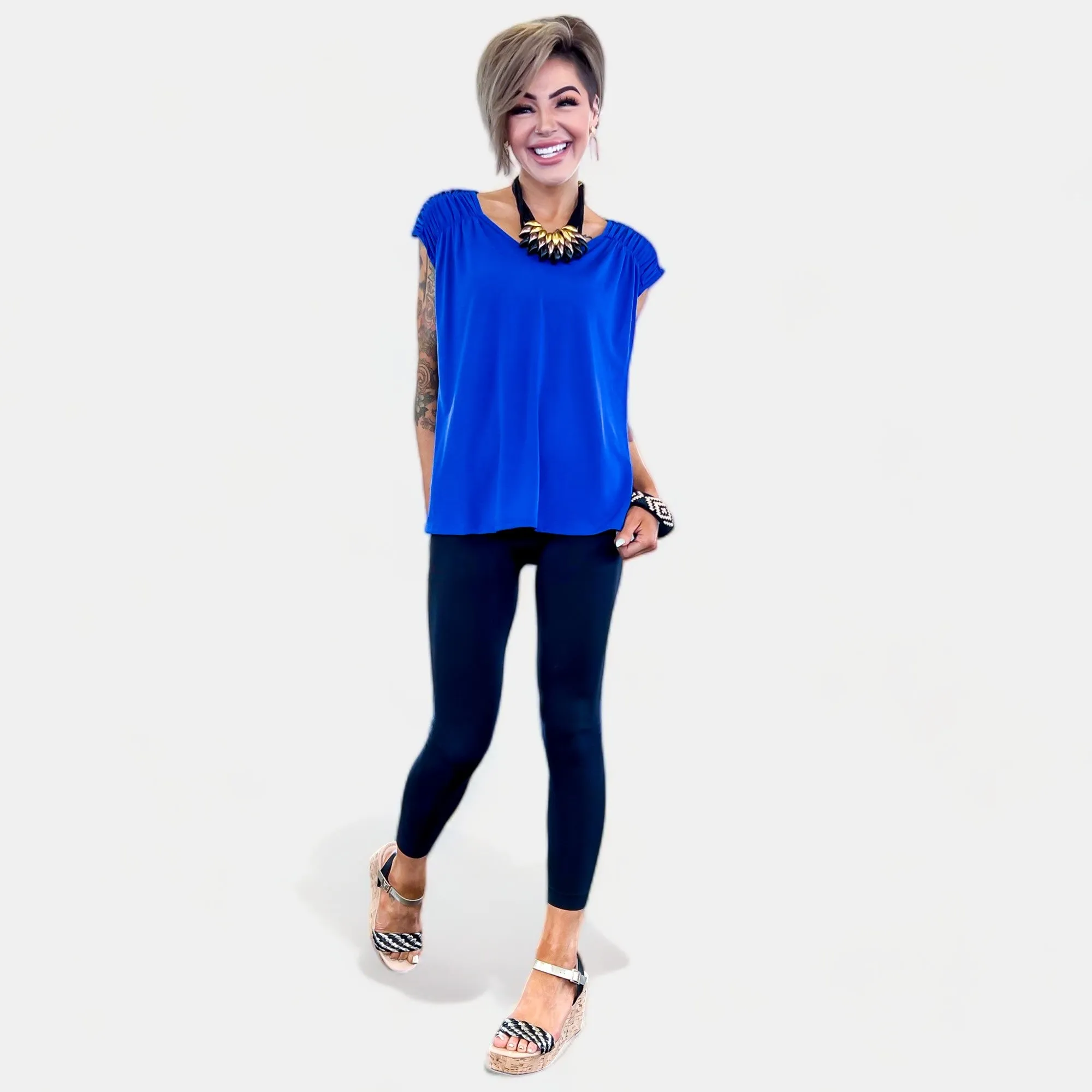 Royal Blue V Neck Tie Back Top sold by ZZs product image thumbnail 3
