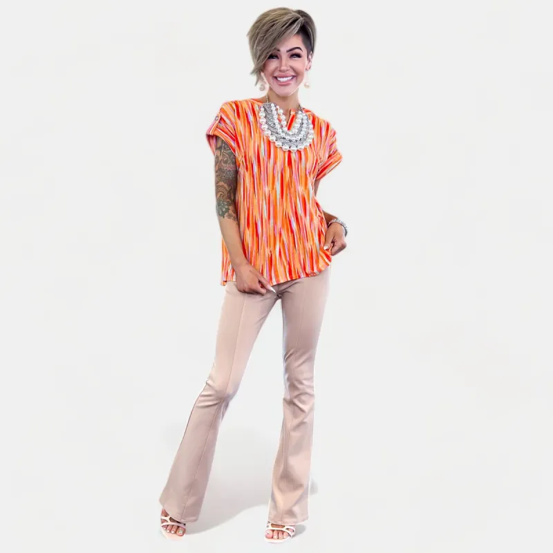 Apricot Multi Lizzy Short Sleeve Top [NO RETURNS] sold by ZZs