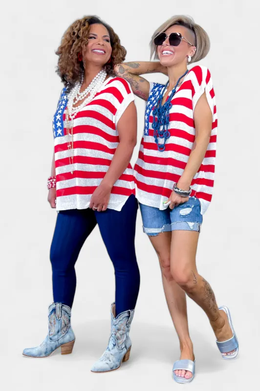 American Flag Sleeveless Sweater sold by ZZs